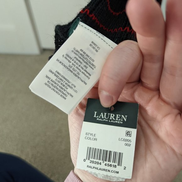 NWT Ralph Lauren black and red ruffle scarf - Picture 5 of 8